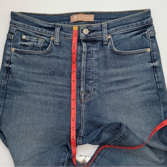 7 For All Mankind Luxe Vintage Sequin Cuff Cropped Boyfriend Jeans Size 30 - Picture 11 of 11